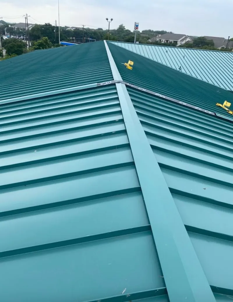 Green commercial metal roof ridge and valley for Metal Roof Repair in Manalapan